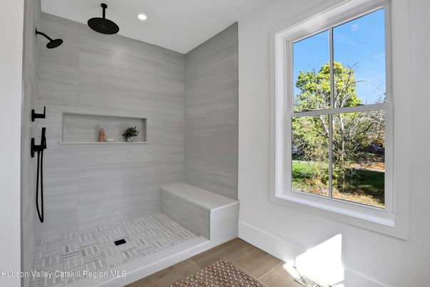 Bathroom, Interior, Recessed Lighting, Wood Texture Flooring