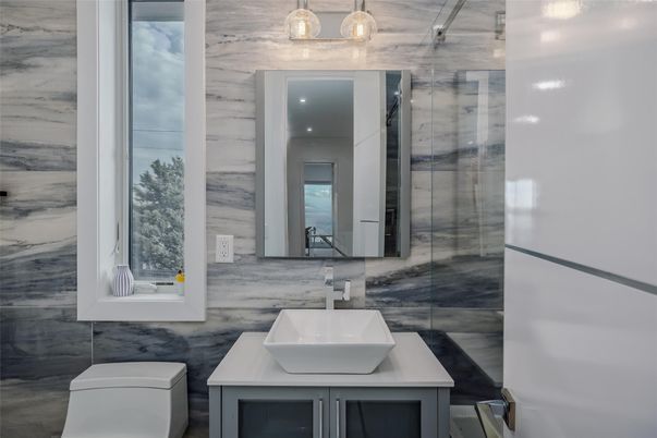 Bathroom, Glass Shower, Interior, Marble Walls
