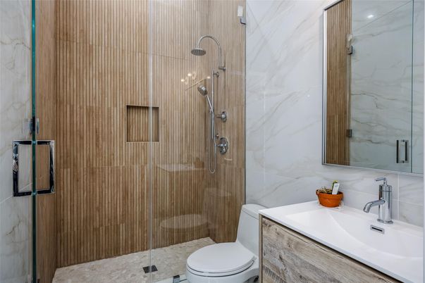 Bathroom, Glass Shower, Interior, Marble Walls