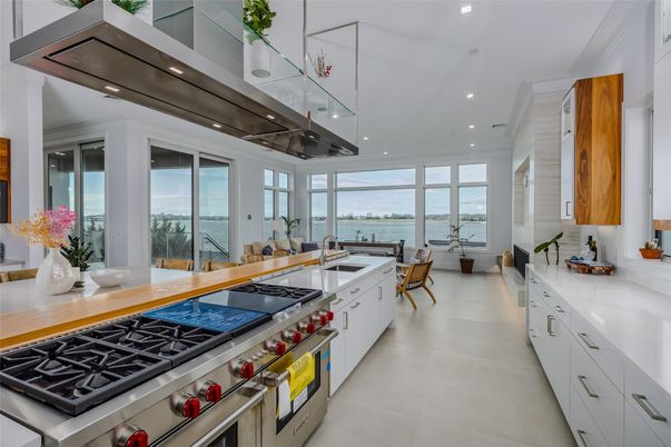 Dining room, Interior, Kitchen, Recessed Lighting, Stainless Steel Appliances, Water