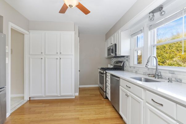 Interior, Kitchen, Stainless Steel Appliances, Wood Texture Flooring