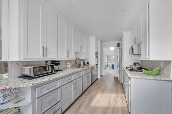Interior, Kitchen, Recessed Lighting, Wood Texture Flooring