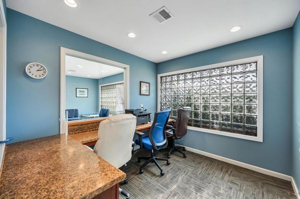 Home Office, Interior, Recessed Lighting, Wood Texture Flooring