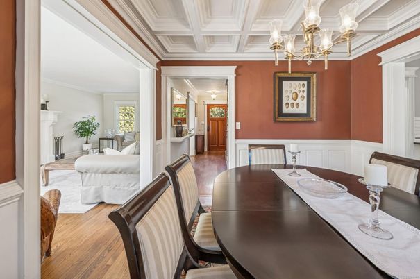 Chandelier, Dining room, Fireplace, Interior, Living room, Wood Texture Flooring