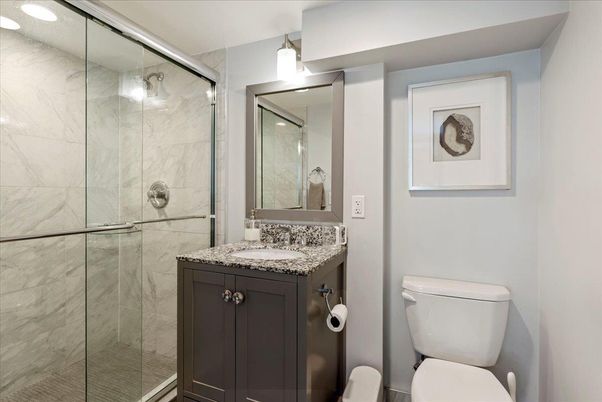 Bathroom, Glass Shower, Interior, Marble Walls