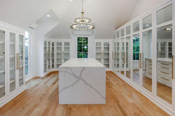 Interior, Marble Walls, Pendant Lights, Recessed Lighting, Wood Texture Flooring