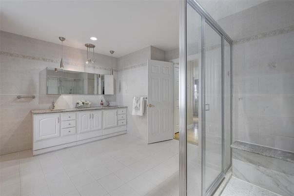 Bathroom, Dual Sink Vanities, Glass Shower, Interior, Recessed Lighting