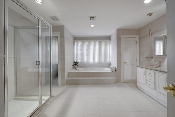 Bathroom, Glass Shower, Interior, Recessed Lighting