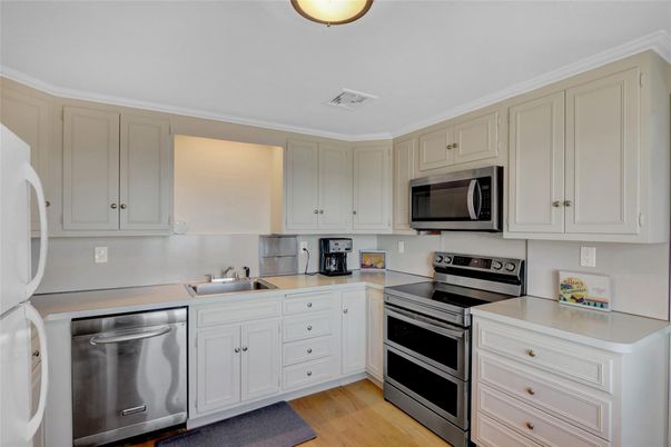 Interior, Kitchen, Stainless Steel Appliances, Wood Texture Flooring