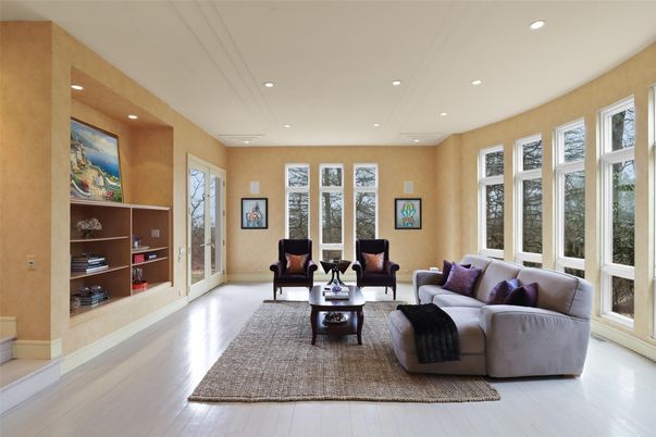 Interior, Living room, Recessed Lighting, Wood Texture Flooring