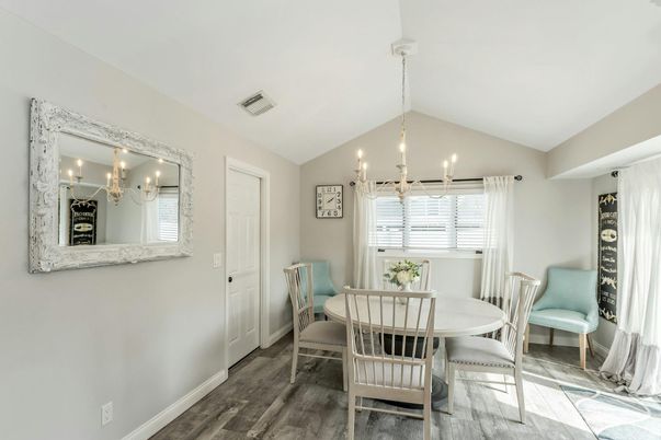 Chandelier, Dining room, Interior, Wood Texture Flooring