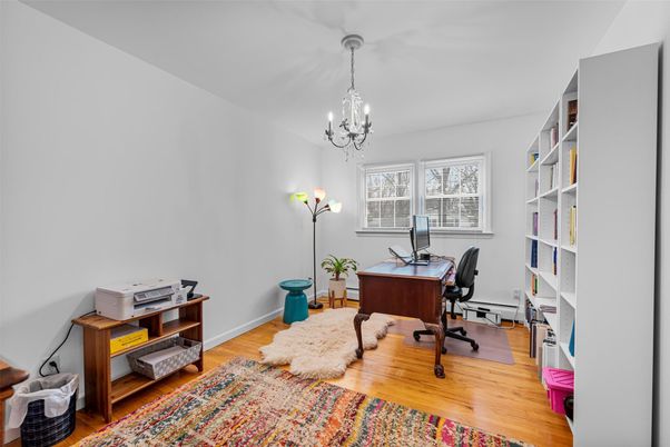Chandelier, Home Office, Interior, Wood Texture Flooring