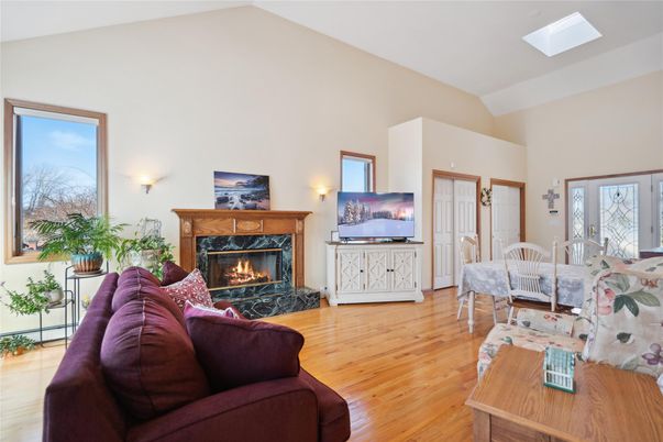 Bedroom, Fireplace, Interior, Living room, Wood Texture Flooring
