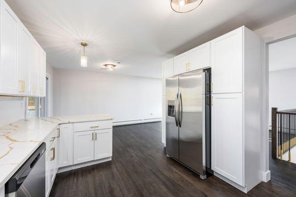 Interior, Kitchen, Stainless Steel Appliances, Wood Texture Flooring