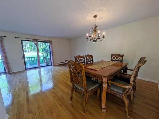Chandelier, Dining room, Interior, Wood Texture Flooring