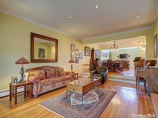 Chandelier, Dining room, Interior, Living room, Recessed Lighting, Wood Texture Flooring