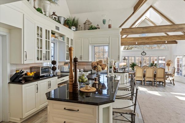 Dining room, Interior, Kitchen, Wooden Beams, Wood Texture Flooring