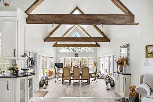 Dining room, Interior, Wooden Beams, Wood Texture Flooring