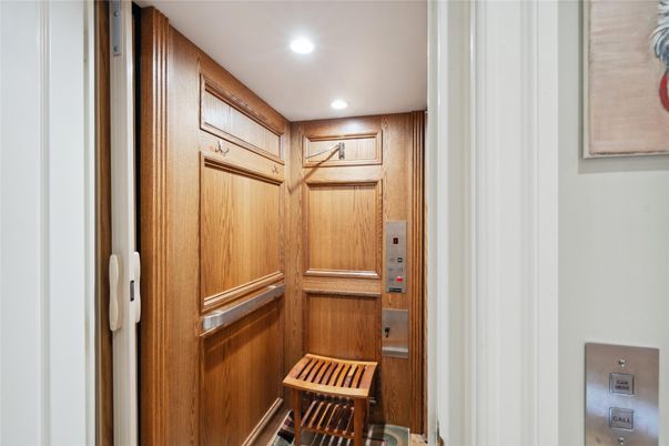 Elevator, Interior, Recessed Lighting, Wooden Walls
