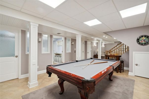 Billiard Table, Game Room, Interior, Recessed Lighting