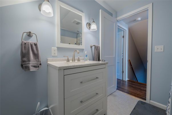 Bathroom, Dual Sink Vanities, Interior, Wood Texture Flooring