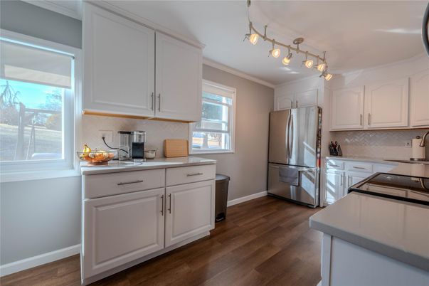 Interior, Kitchen, Stainless Steel Appliances, Wood Texture Flooring
