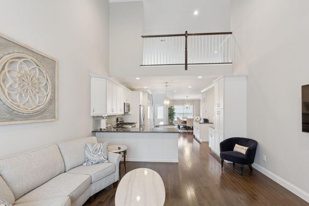 Interior, Kitchen, Living room, Pendant Lights, Recessed Lighting, Wood Texture Flooring