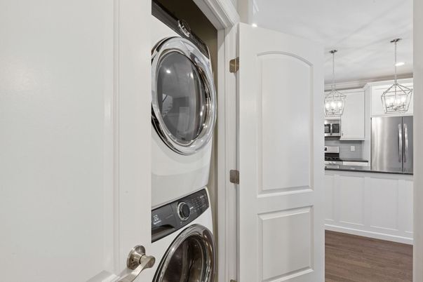 Interior, Kitchen, Pendant Lights, Utility Closets, Washer, Wood Texture Flooring