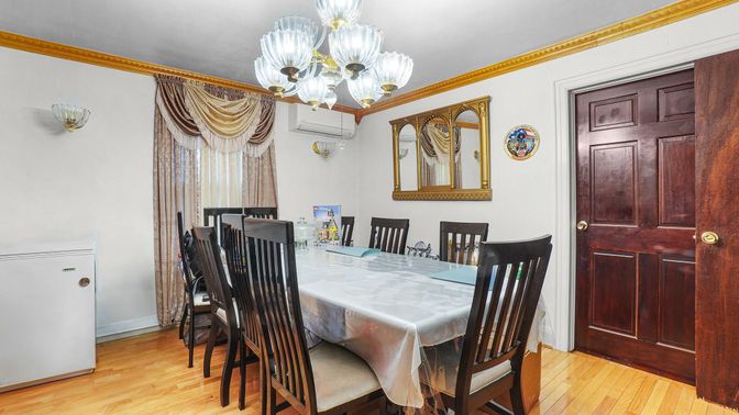 Chandelier, Dining room, Interior, Wood Texture Flooring