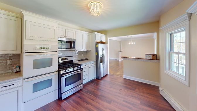 Interior, Kitchen, Stainless Steel Appliances, Wood Texture Flooring