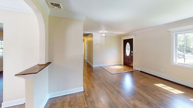 Chandelier, Empty room, Interior, Wood Texture Flooring