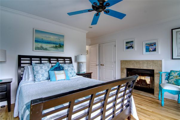 Bedroom, Fireplace, Interior, Wood Texture Flooring