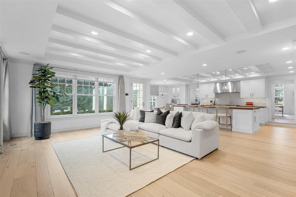 Interior, Kitchen, Living room, Pendant Lights, Recessed Lighting, Wood Texture Flooring