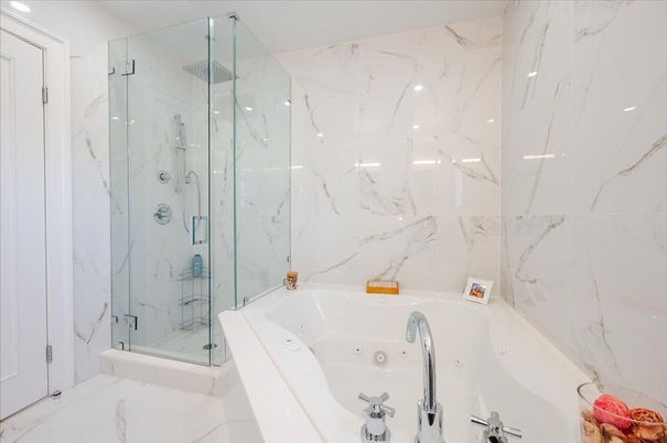 Bathroom, Glass Shower, Interior, Marble Walls