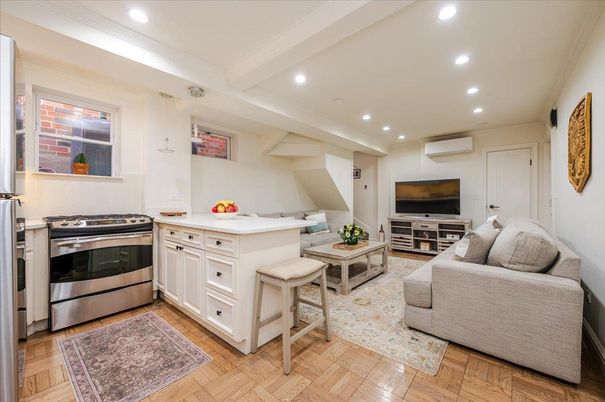 Interior, Kitchen, Living room, Recessed Lighting, Stainless Steel Appliances, Wood Texture Flooring