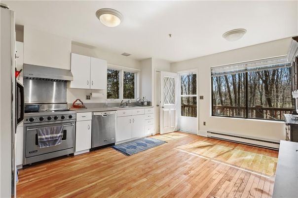 Interior, Kitchen, Stainless Steel Appliances, Wood Texture Flooring
