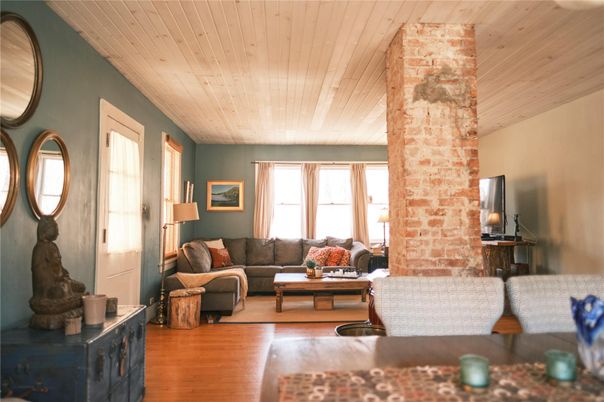 Interior, Living room, Stone Walls, Wooden Ceilings, Wood Texture Flooring