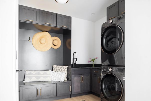 Interior, Recessed Lighting, Utility Closets, Washer, Wood Texture Flooring