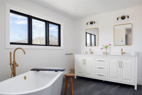 Bathroom, Dual Sink Vanities, Free Standing Baths, Interior, Recessed Lighting