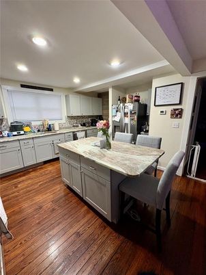 Dining room, Interior, Kitchen, Recessed Lighting, Wood Texture Flooring