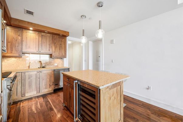 Interior, Kitchen, Pendant Lights, Recessed Lighting, Wood Texture Flooring