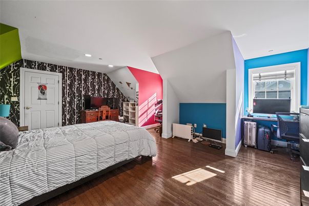 Bedroom, Home Office, Interior, Recessed Lighting, Wood Texture Flooring