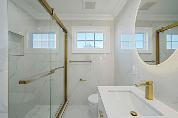 Bathroom, Glass Shower, Interior, Marble, Marble Walls