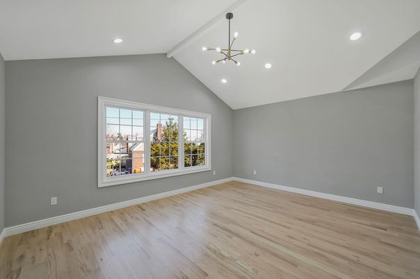 Empty room, Interior, Pendant Lights, Recessed Lighting, Wood Texture Flooring