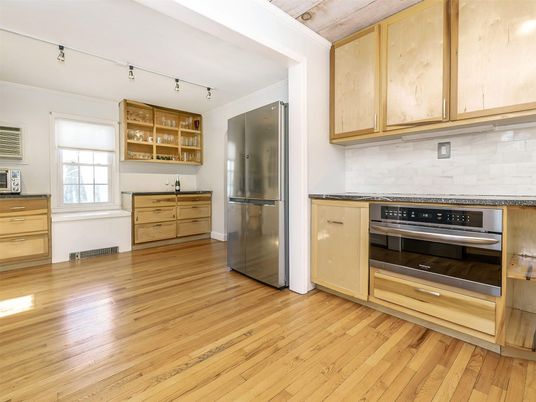 Interior, Kitchen, Stainless Steel Appliances, Wood Texture Flooring