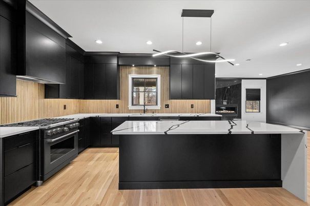 Interior, Kitchen, Pendant Lights, Recessed Lighting, Wood Texture Flooring
