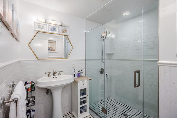 Bathroom, Glass Shower, Interior, Recessed Lighting