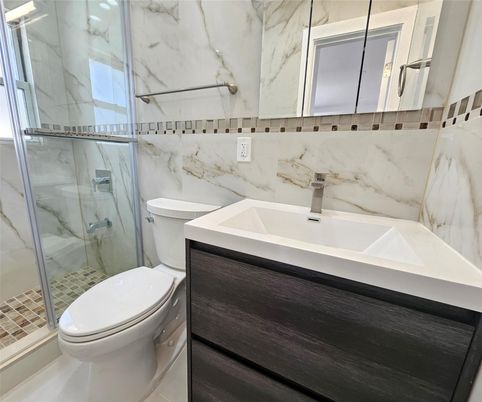 Bathroom, Glass Shower, Interior, Marble Walls