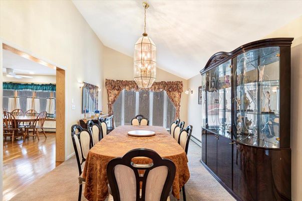 Chandelier, Dining room, Interior, Wood Texture Flooring