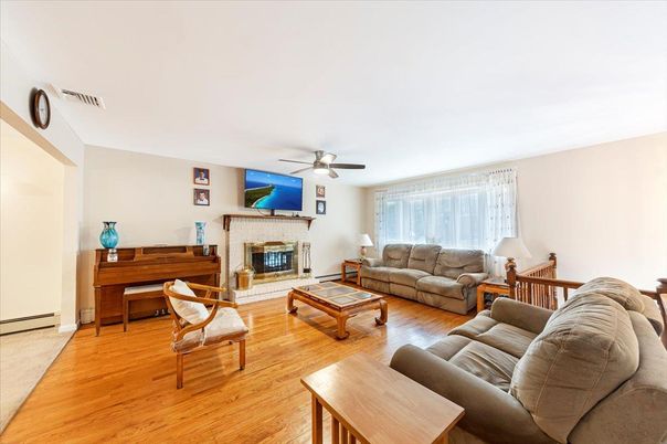 Fireplace, Interior, Living room, Piano, Wood Texture Flooring